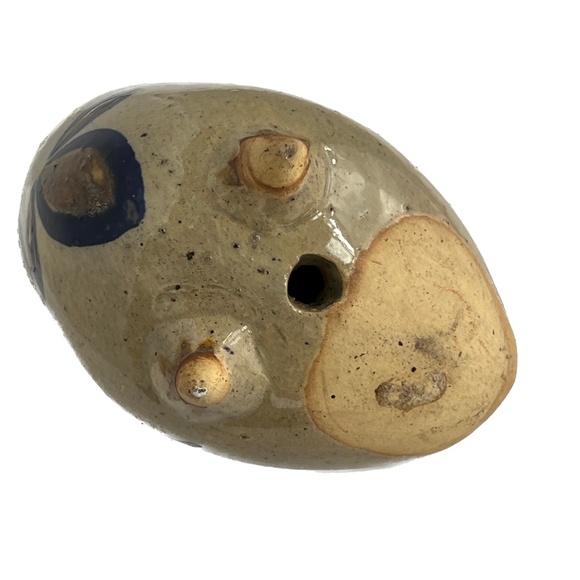 Mexico Pottery Folk Art Hand Painted Bird Brown Blue Green 4" X 4 3/4” Mexican - Picture 4 of 9